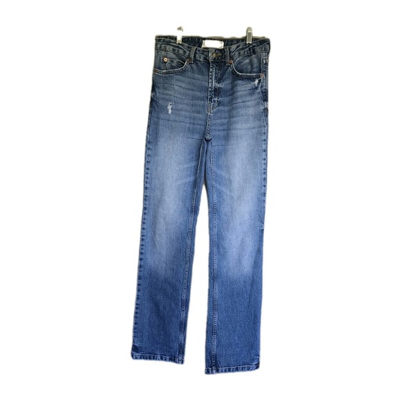 stradivarius Denim - Stradivarius Slim Fit High Waist Straight Jeans 4 Medium Wash 90s Capsule